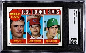 ROLLIE FINGERS 1969 TOPPS #597 SCG 8 HOF RC ROOKIE CARD SET BREAK  HOF CENTERED! - Picture 1 of 4