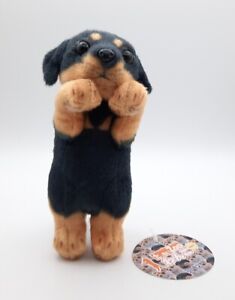 Touch Zoo 5" mini black tan doberman dog puppy plush doll toy realistic Japanese