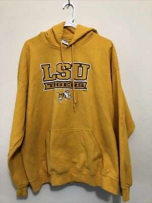 Sudadera con capucha LSU vintage púrpura y dorada se ha usado X grande años 90’s Foto 1 de 4