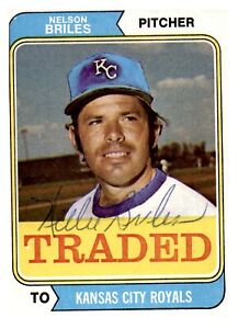 Nelson Briles Signed 1974 Topps #123T Autographed Royals 50531