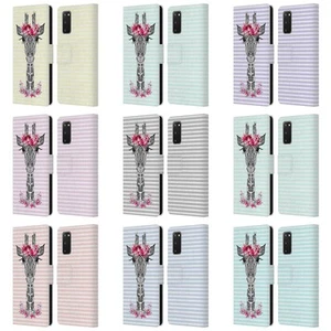 MONIKA STRIGEL GIRAFFE AND STRIPES LEATHER BOOK WALLET CASE FOR SAMSUNG PHONES 2 - Picture 1 of 15
