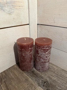 2er Set Pottery Barn Autumn Lodge Stumpenkerzen 4×6 unbenutzt Herbst braun - Bild 1 von 6