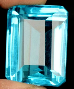 184.85 CT Large Swiss Blue Topaz Emerald Cut Loose Gemstone @ Price - Picture 1 of 6