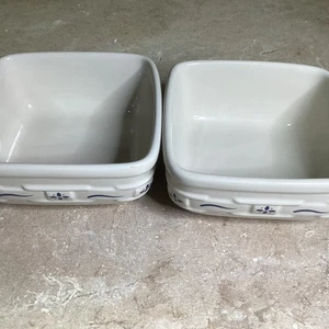 2er Set - Longaberger blau gewebt Traditionen quadratisch 5" Schalen - USA - Bild 1 von 5