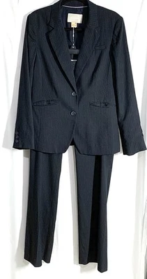BANANA REPUBLIC Women's Pinstriped Suite Black Size 12R - Image 1 of 4