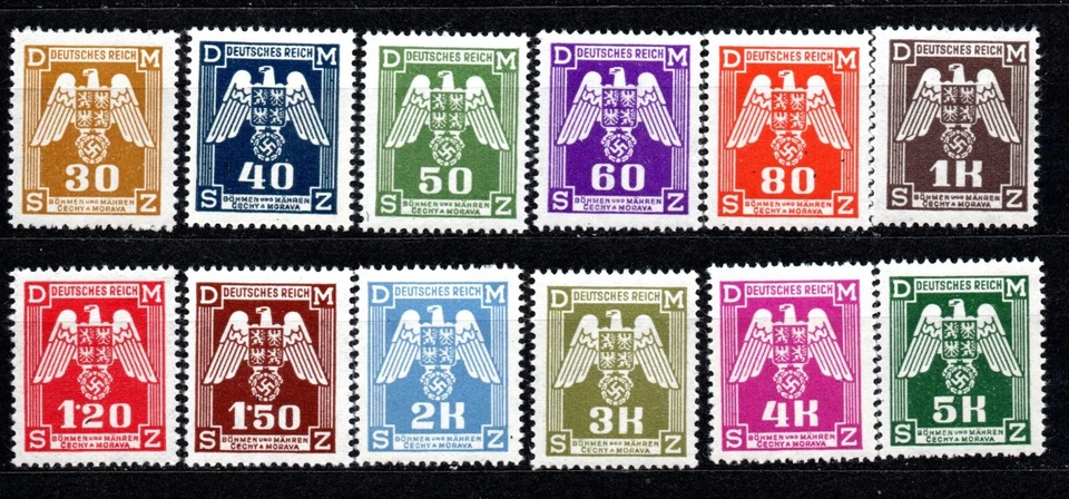 Germany, Bohemia and Moravia, occupation  WWII, Official stamps  Mi. 13-24 - Image 1 of 1