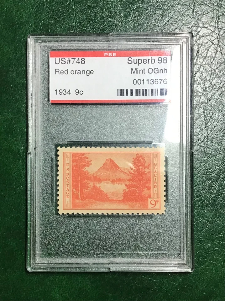 US 749 9c Glacier National Parks Superb Mint NH PSE Encapsulated 98 (1934) - Image 1 of 1