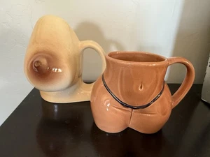 2er Set Vintage Keramik Boob Brust 80er Neuheit Sipper & Gesäß Kaffeetasse Tassen - Bild 1 von 15