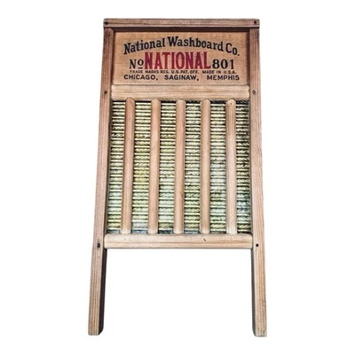 Vintage National Washboard Co. The Brass King #801 Wood & Brass Washboard 24” - Image 1 of 4