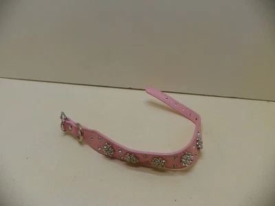 Fashion Dog Collar Pink with rhinestones for small dog 15" long - Image 1 of 4
