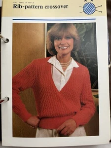 Original Knitting Pattern - Ladies Rib Design Cross Over Jumper Sweater Top - Picture 1 of 1