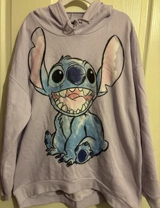 Women’s Disney Lilo And Stitch Watercolour-Style Purple Stitch Hoodie - Picture 1 of 3