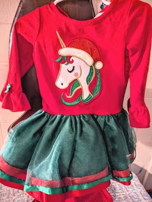 Emily Rose Conjunto Navidad Unicornio 18 Meses Incluye Vestido y Leggings Foto 1 de 4
