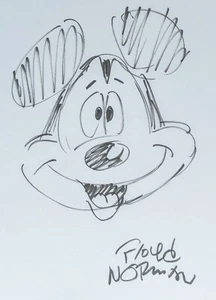 FLOYD NORMAN Skizze signiert handgezeichneter Jumbo Größe Walt Disney Mickey Mouse PSA - Bild 1 von 3