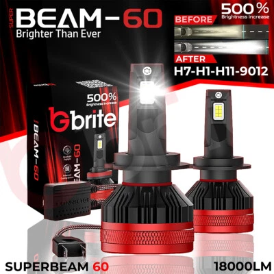 GBrite Super Beam 60 H7 H11 9012 latest Canbus Error Free led Super Bright bulbs - Image 1 of 4