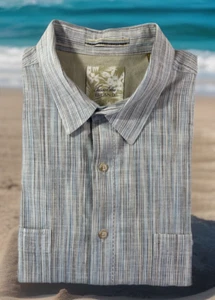 Tasso Elba ISLAND Shirt Men's Size XXL Striped Short SLeeve Resort Wear - Picture 1 of 10