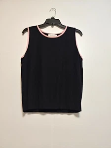 Judith Hart Collection Women's Black Pink Satin Trim Tank Top L - Picture 1 of 6