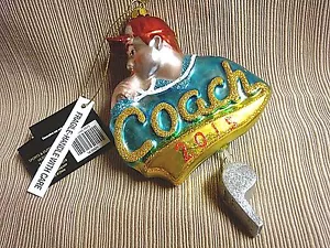 Decorazione natalizia in vetro nuova con etichetta COACH con fischio attaccato 2015 - Hobby Lobby - Foto 1 di 7