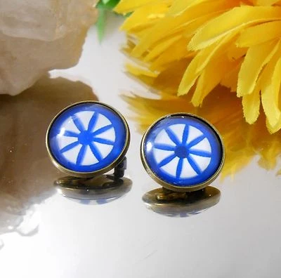 Ohr Clips Maritim Steuerrad Ruder /antik bronce / Cabochon 16 mm / handgefertigt - Bild 1 von 2