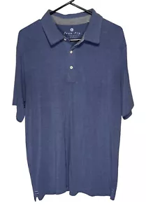 FREE FLY Blue Short Sleeve Bamboo Performance Polo Shirt Size Large - Picture 1 of 9