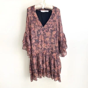 IRO Paris Vanille Lagenlook Kleid Gr. M [40] russisch braun Stufen Rüschen *OHNE GÜRTEL* - Bild 1 von 15