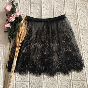 Women Sheer Lace Half Slip Extender Skirt Dress Short A-Line Slip Dress XS-6XL - Picture 1 of 15