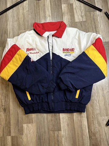 vintage 90s kyle petty bandaid brand nascar puffer jacket large Striped Cover