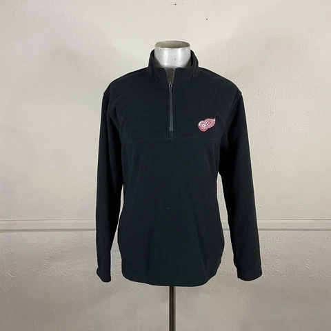 Champion Red Wings Fleece Sweater Mens XL Black Hockey 1/4 Zip Cover