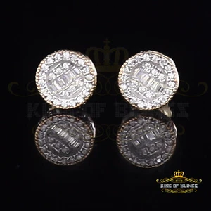 VVS 'D' 1.00ct Moissanite Men's/Womens 925 Silver Yellow Round Stud Earrings - Picture 1 of 12