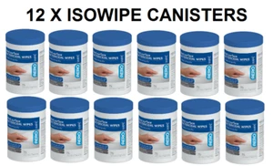 12x 70% Isopropyl Alcohol Hard Surface Wipes Tub/100 12 × 11.5 × 19 cm - First - Picture 1 of 2