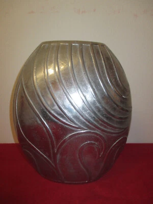 sehr schöne Vase, silberfarben, ovale Form, Keramik, sehr dekorativ - Bild 1 von 4