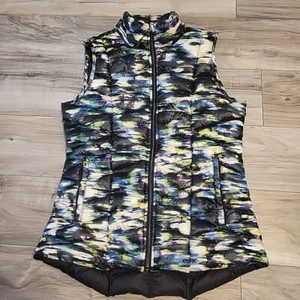 Tangerine Duck Down Puffer Vest Womens Small Multicolor Mock Neck Full Zip - Picture 1 of 8