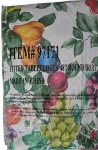 FITTED Vinyl Tablecloth 48" Round Fruit Grapes Lemons Cherries Blueberries NEW - Picture 1 of 6