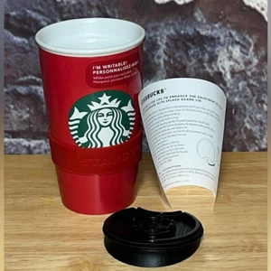 Starbucks Ceramic Red Writable Travel Mug Tumbler Coffee Cup With Lid 12oz NWT - Picture 1 of 11