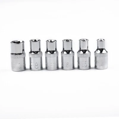 6pcs 1/4 In Torx Star Female Bit E Drive Socket Set E4/E5 E6 E7 E10 Hand Tools - Image 1 of 4