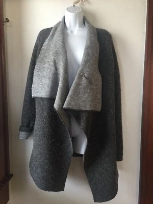 Nanette Lepore Women Size M Cardigan Sweater Wool Gray Pocket Open Wrap  New - Image 1 of 4