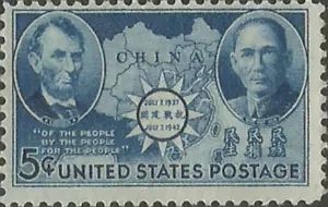 1942 USA Stamps ~ China Resistance ~ Lincoln - Sun Yat-sen ~ #906 ~ MH ~ 5 cent - Picture 1 of 1