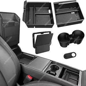 Center Console Organizer For Tesla Model 3 Armrest Storage Box with Silicone Pad - Picture 1 of 10