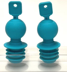 2er-Pack Silikon Gummi blau türkis Schlüssel Türknauf Wein Stopper Abendessen Einweihung - Bild 1 von 4