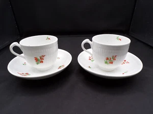 2 Set Vintage Japanese Lantern Floral Pattern Ribbed Cup, Curved Edge Saucer F25 - Picture 1 of 16