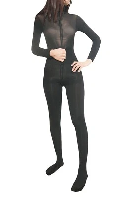 Body unisex talla grande cuello alto terciopelo bodystocking cremallera frontal body traje de gato Foto 1 de 2