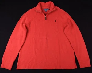 Suéter Polo Ralph Lauren rojo liso acanalado 100 % algodón 1/4 cremallera XL - Imagen 1 de 5