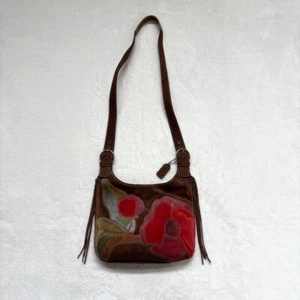 [DDP] Borsa a tracolla vintage Coach Ergo scamosciata fiori patchwork marrone - Foto 1 di 11