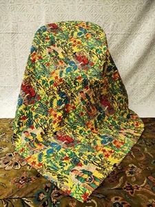 Nature design hand painted yellow color way comfortable kantha stitch bed cover - Picture 1 of 12