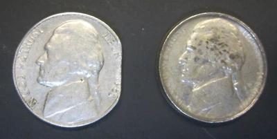 Jefferson Nickel Errors ~ Raised Collar Railroad Rim and Clipped Planchet Errors - Image 1 of 3