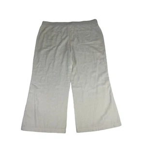 Perse Women's Pants 3X White High Rise Elastic Waist Wide Leg Fit Linen Blend - Picture 1 of 8