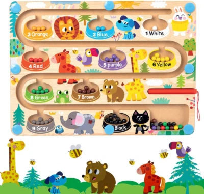 Giochi Bambina 2 3 4 Anni Giochi Montessori Labirinto Magnetico Di Colori E Nume - Immagine 1 di 4