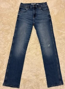 Boys Wrangler Retro Slim Straight Jeans Size 16 Med Wash Western 28x31 Ripped - Picture 1 of 5
