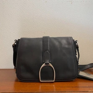 Ralph Lauren Shoulder Bag Leather Black women's USED rare free ship FROM JAPAN - Picture 1 of 11