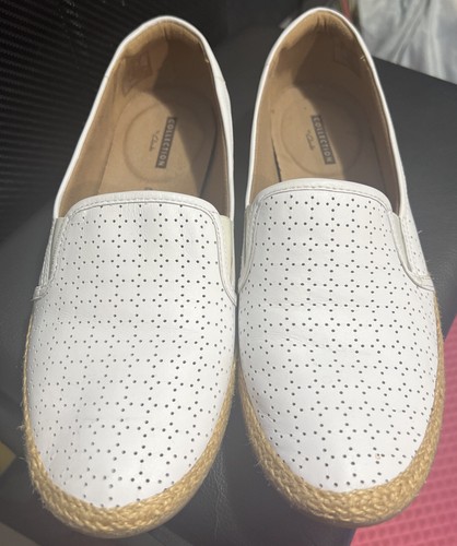 Ballerine Clarks donna Elaina Rubino slip on traforate taglia US 9M pelle bianca